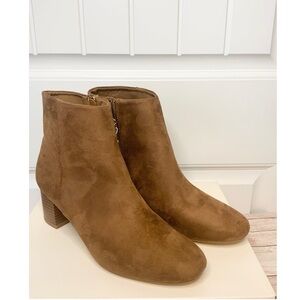 A New Day Kina Micro Suede Heeled Ankle Bootie Cognac Size 9.5
